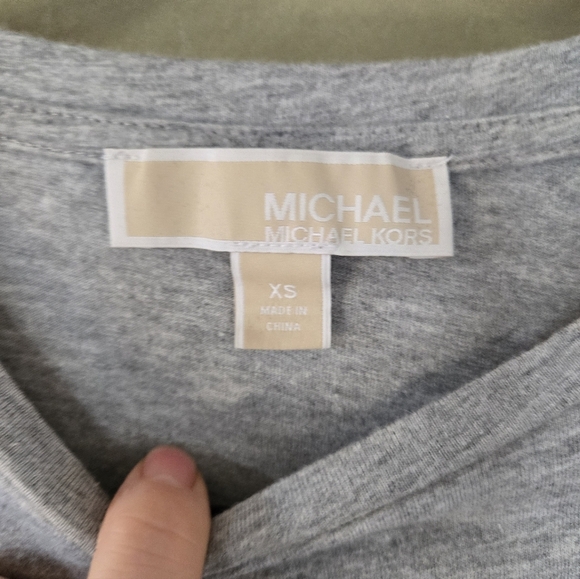 Michael Kors | Bejeweled Sleeves Gray Women's Top, Size Xs (Oversized) - Picture 4 of 9